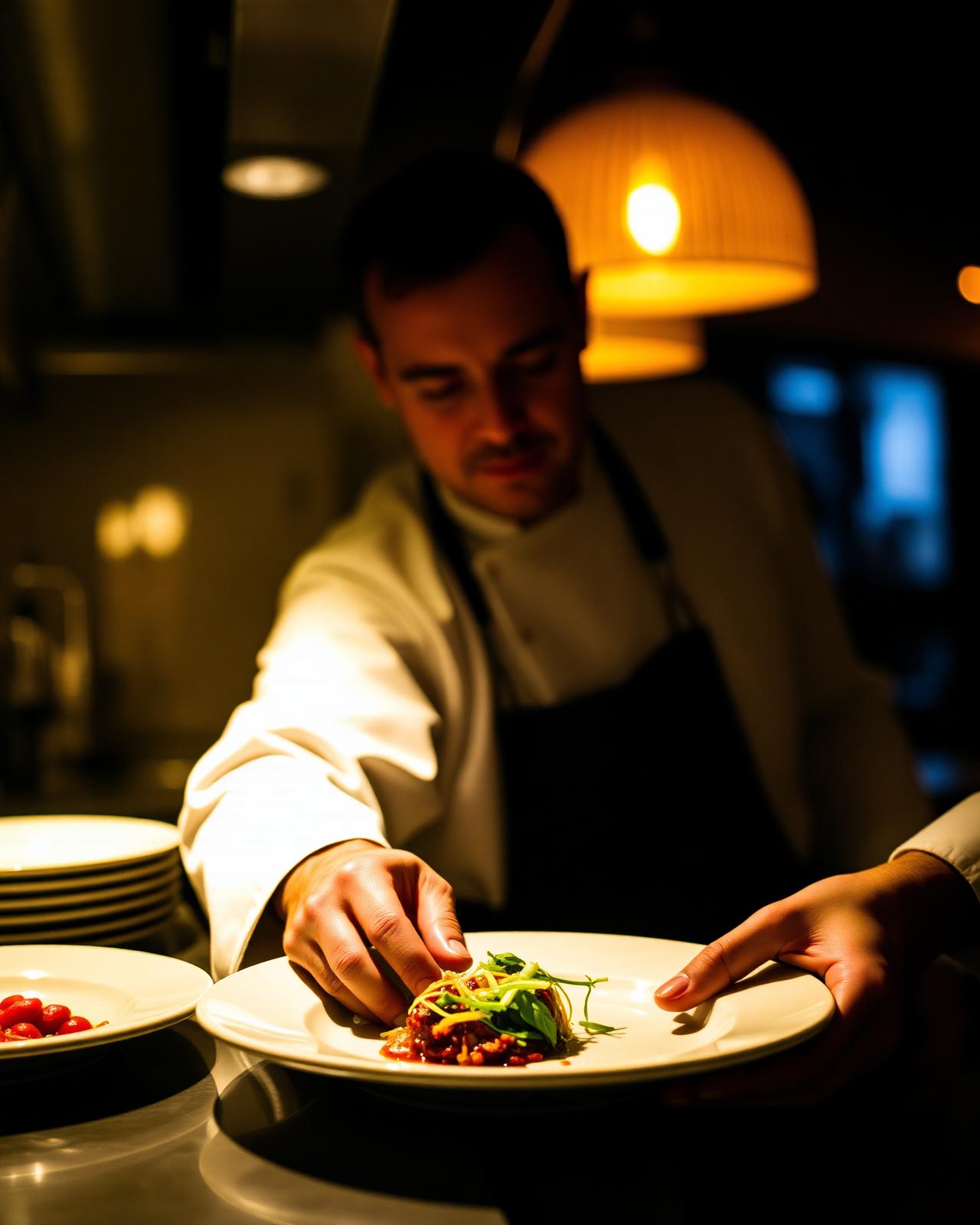 Chef plating signature dish